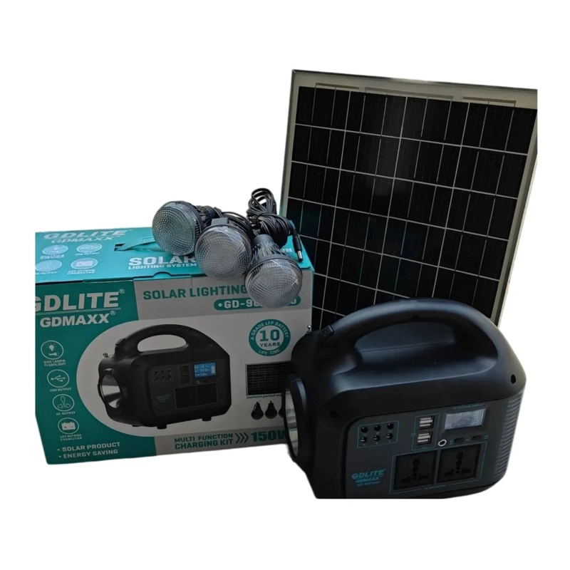 KIT DE GENERADOR SOLAR PORTATIL CON LINTERNA LED 3 BOMBILLAS - 4