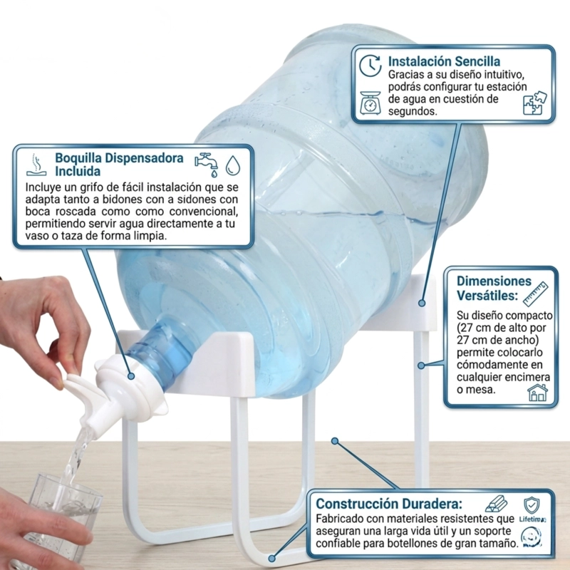 SOPORTE METALICO PARA BIDON DE AGUA CON BOQUILLA DISPENSADOR - 5