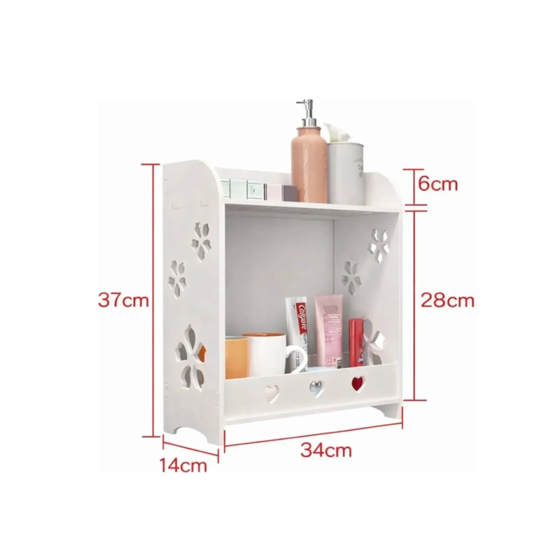 ESTANTE ORGANIZADOR MULTIUSO PARA BAÑO O ESCRITORIO - 2 NIVELES CON DISEÑO CALADO - 7