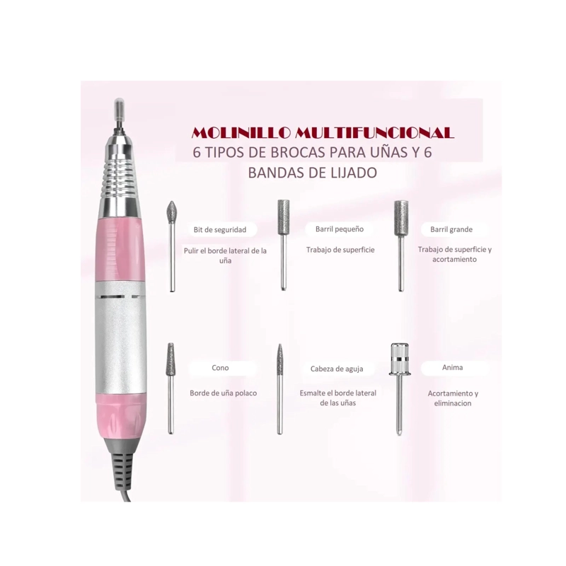 TORNO MANICURE Y PEDICURA PROFESIONAL 30.000 RPM + PEDAL ROSA - 5