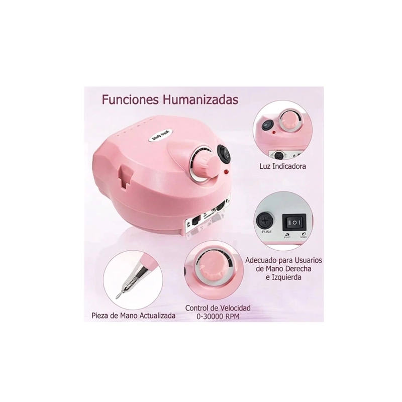 TORNO MANICURE Y PEDICURA PROFESIONAL 30.000 RPM + PEDAL ROSA - 6