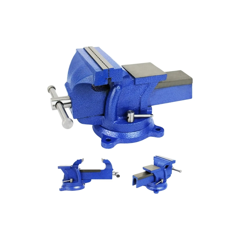 TORNILLO DE BANCO PROFESIONAL DE HIERRO FUNDIDO CON BASE GIRATORIA 360° - AZUL - 2