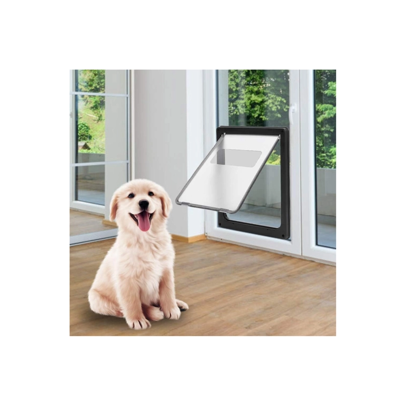 PUERTA GATERA GRANDE PARA PERROS Y GATOS CON CIERRE DE 4 POSICIONES - NEGRO - 1