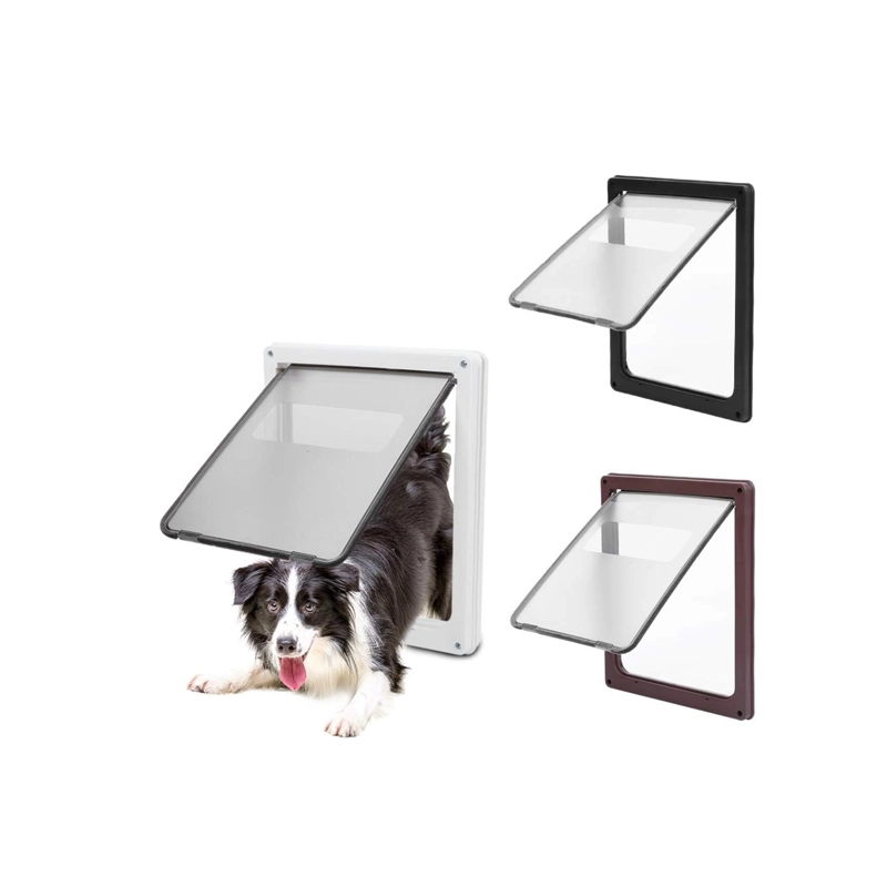 PUERTA GATERA GRANDE PARA PERROS Y GATOS CON CIERRE DE 4 POSICIONES - NEGRO - 2