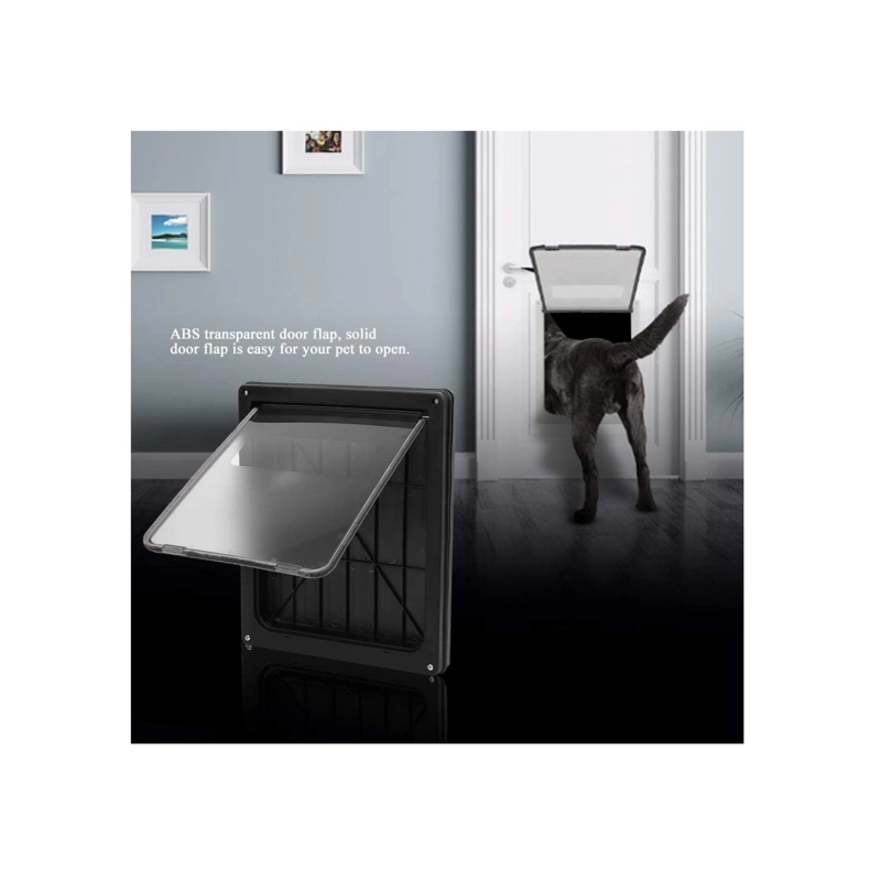 PUERTA GATERA GRANDE PARA PERROS Y GATOS CON CIERRE DE 4 POSICIONES - NEGRO - 4