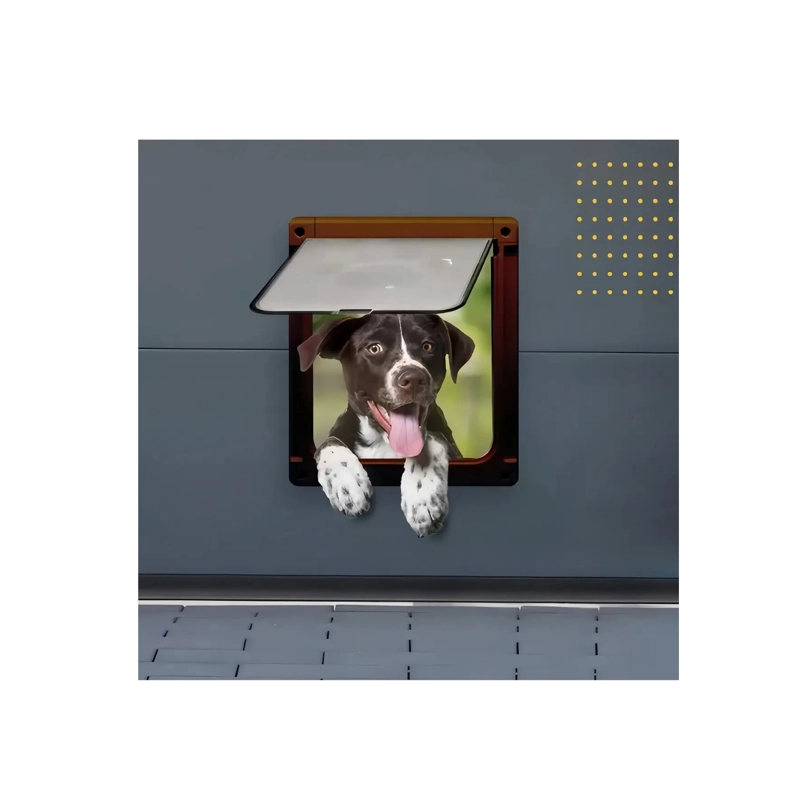 PUERTA GATERA GRANDE PARA PERROS Y GATOS CON CIERRE DE 4 POSICIONES - MARRON - 4