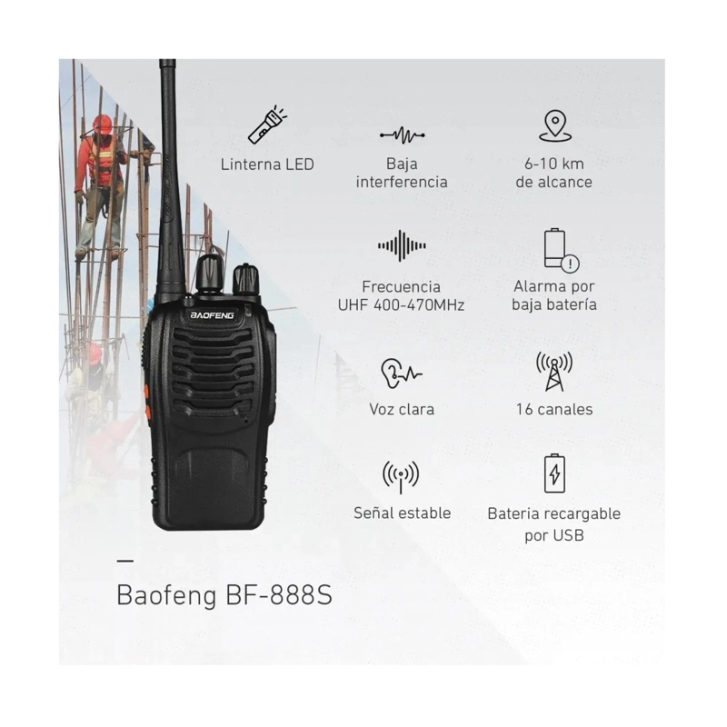 PACK X2 RADIO TRANSMISOR BAOFENG 6KM BF-888S - 6
