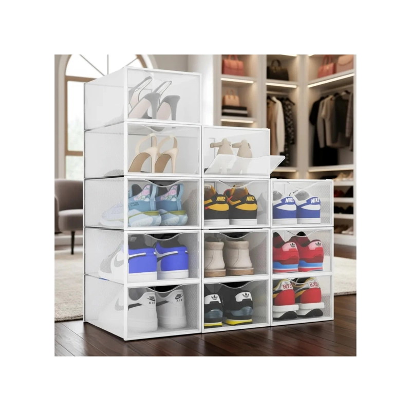 PACK 6 MUEBLE ORGANIZADOR ZAPATOS TAPA RIGIDA VISOR CAJONES - 2