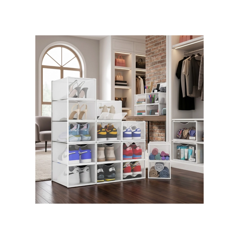 PACK 6 MUEBLE ORGANIZADOR ZAPATOS TAPA RIGIDA VISOR CAJONES - 8