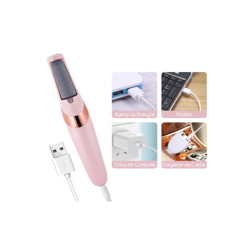 REMOVEDOR DE CALLOS ELE CTRICO RECARGABLE - LIMA PARA PIES CON LUZ LED Y 2 VELOCIDADES - 5