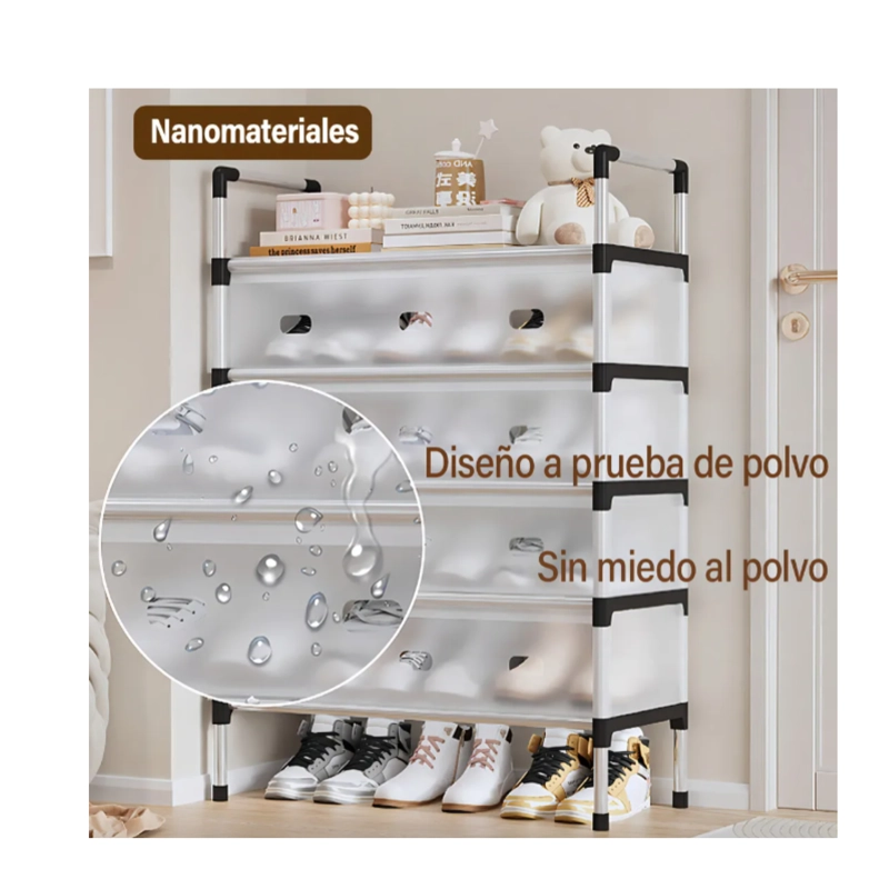 ZAPATERO ORGANIZADOR DE 6 NIVELES MULTIFUNCIONAL - ESTANTE MODERNO PARA CALZADO, CON TAPA POLVO - 4