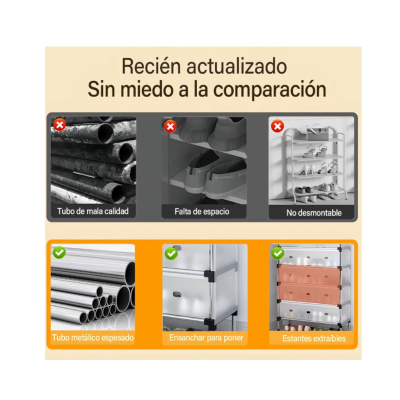 ZAPATERO ORGANIZADOR DE 6 NIVELES MULTIFUNCIONAL - ESTANTE MODERNO PARA CALZADO, CON TAPA POLVO - 5