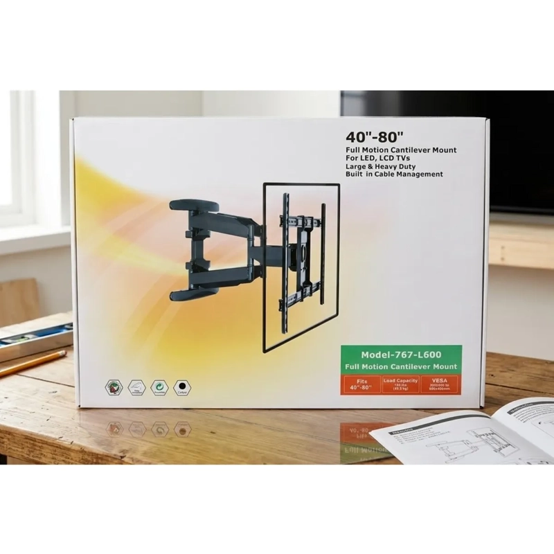 SOPORTE DE TV ARTICULADO PREMIUM - MOVIMIENTO COMPLETO DE 40' A 80' PULGADAS - CARGA MAXIMA 45.5 KG - 4