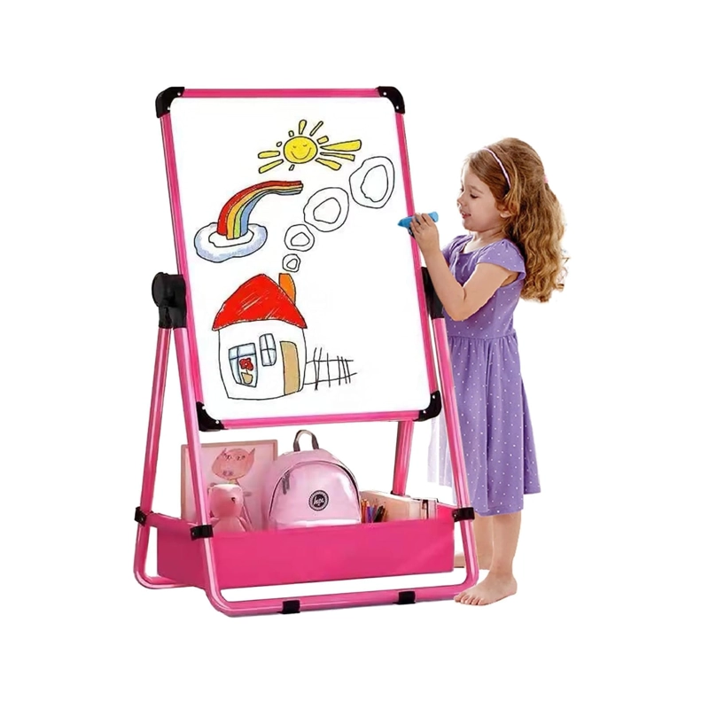 CABALLETE PARA NIÑOS AJUSTABLE DE PIE CON PIZARRA - ROSA - 3