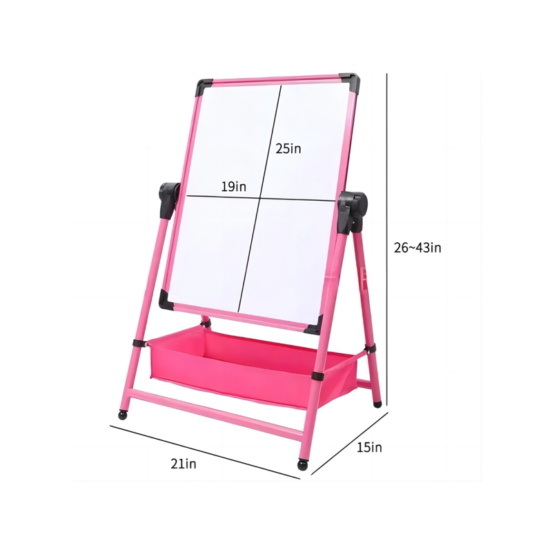 CABALLETE PARA NIÑOS AJUSTABLE DE PIE CON PIZARRA - ROSA - 4