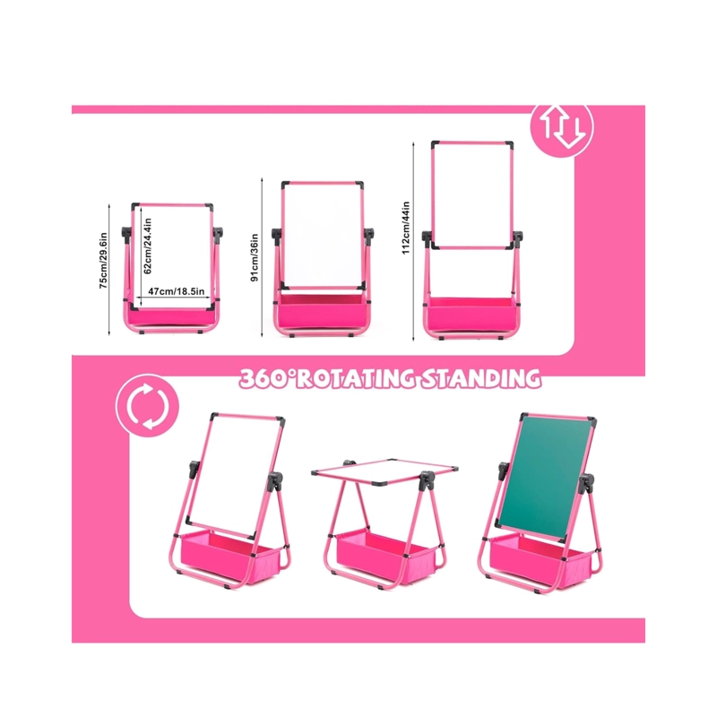CABALLETE PARA NIÑOS AJUSTABLE DE PIE CON PIZARRA - ROSA - 5