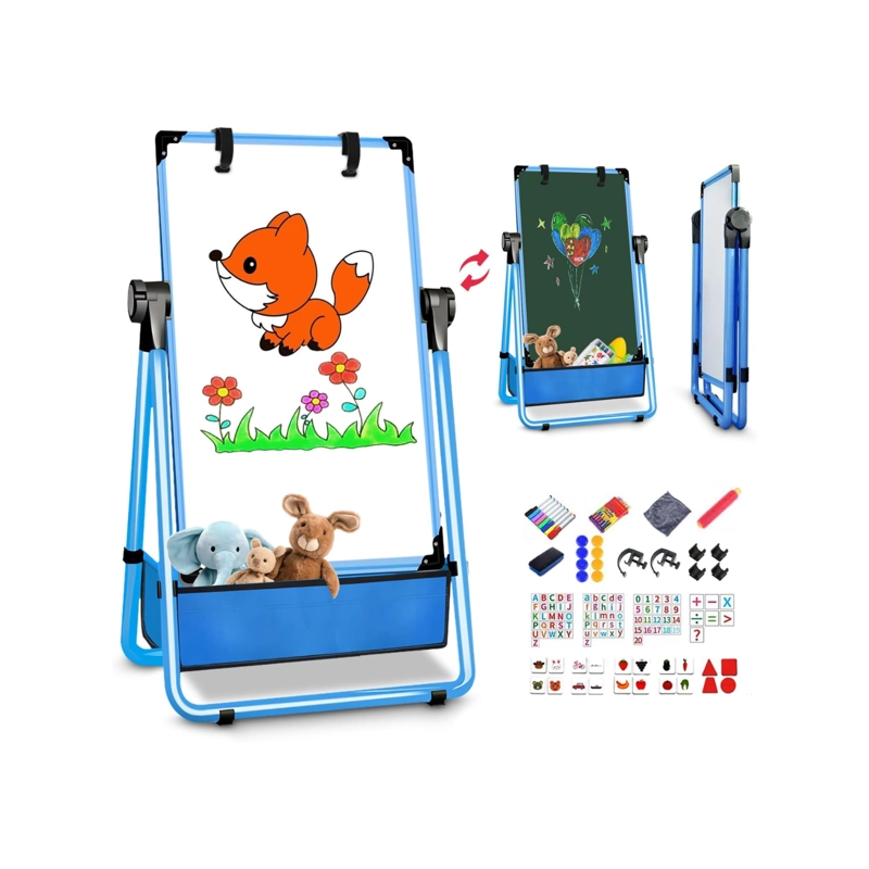 CABALLETE PARA NIÑOS AJUSTABLE DE PIE CON PIZARRA - AZUL - 1