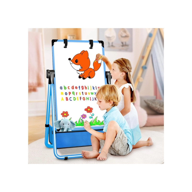 CABALLETE PARA NIÑOS AJUSTABLE DE PIE CON PIZARRA - AZUL - 2