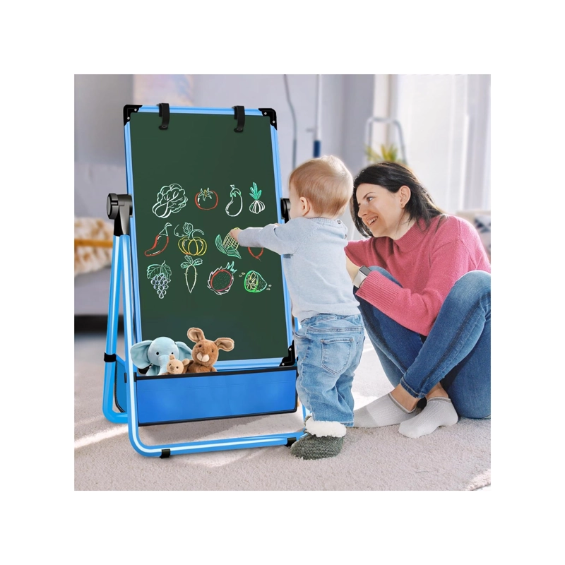 CABALLETE PARA NIÑOS AJUSTABLE DE PIE CON PIZARRA - AZUL - 3