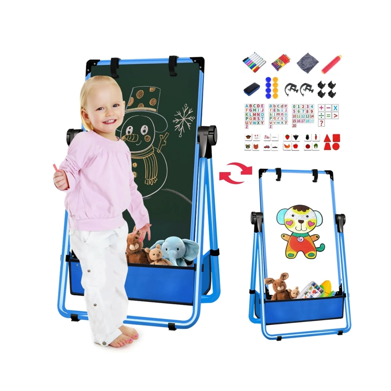 CABALLETE PARA NIÑOS AJUSTABLE DE PIE CON PIZARRA - AZUL - 5