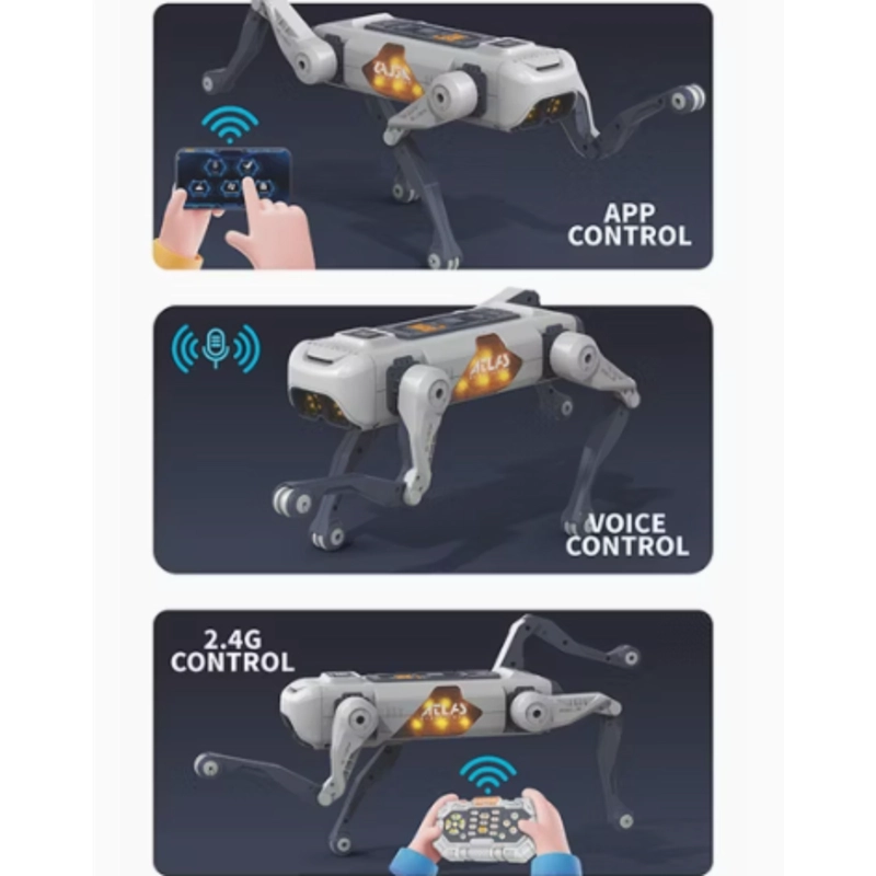 PERRO ROBOT INTELIGENTE ATLAS - CONTROL POR APP Y VOZ - ROBOTICO CON IA Y CONTROL REMOTO 2.4G - 4