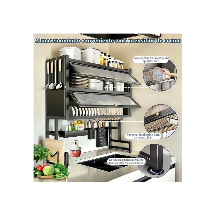 ESCURRIDOR SECADOR DE LOZA CON CAJONES 3 NIVELES ORGANIZADOR 85CM - 3