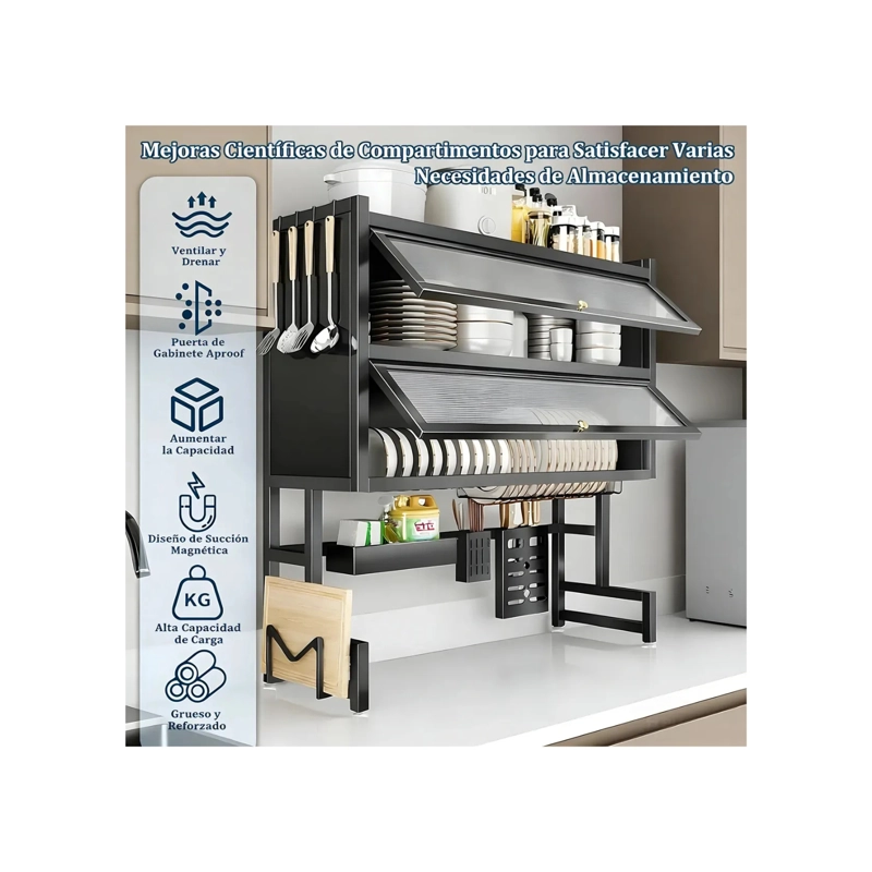 ESCURRIDOR SECADOR DE LOZA CON CAJONES 3 NIVELES ORGANIZADOR 85CM - 4