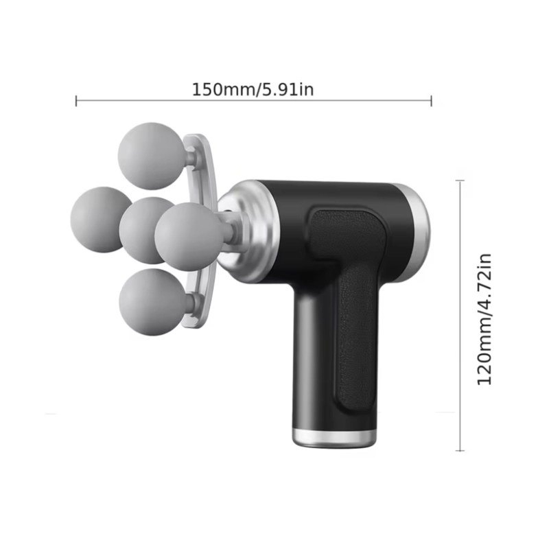 PISTOLA DE MASAJE MUSCULAR FASCIAL DH-780 - 6 VELOCIDADES + 10 CABEZALES INTERCAMBIABLES - 3
