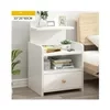 VELADOR MODERNO CON CAJON Y REPISA SUPERIOR BLANCA - 60X33X26 CM - 5