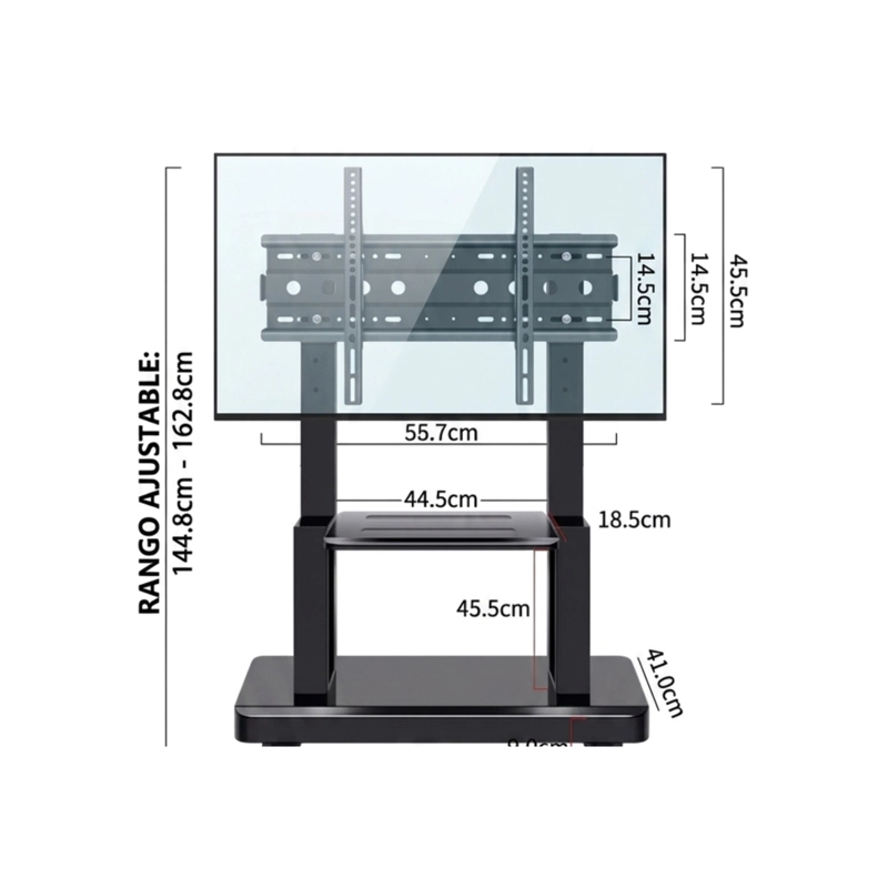 SOPORTE MINI PEDESTAL TV MOVIL CON RUEDAS Y REPISA 32 A 70 PULGADAS 1700A - 7