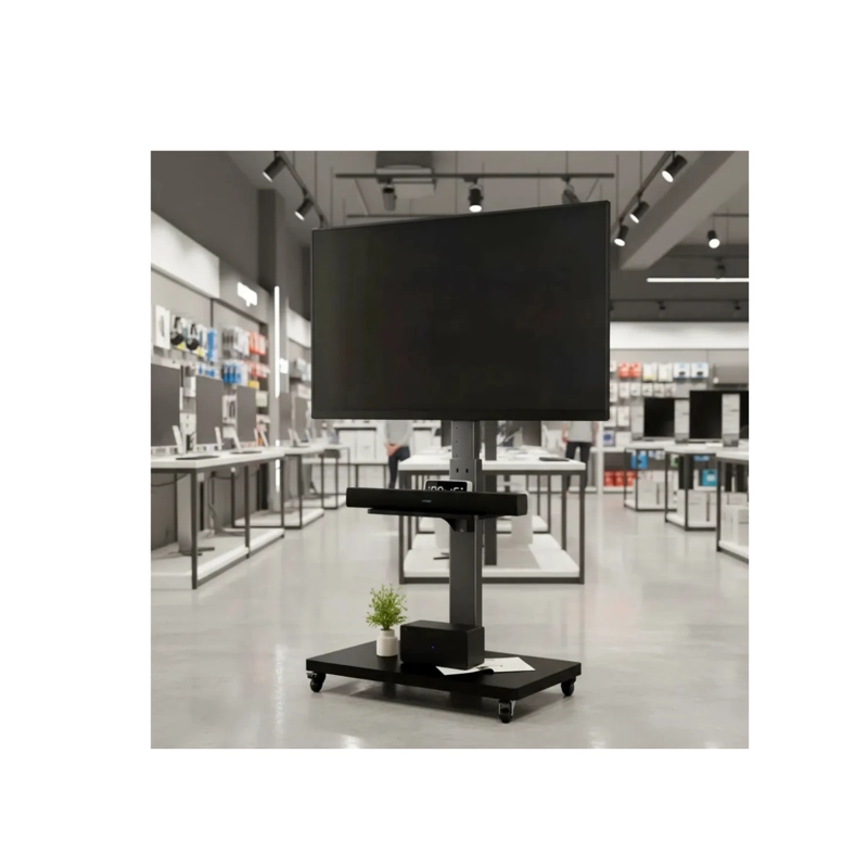 SOPORTE TV RACK MOVIL CON RUEDAS 32 A 70 BASE PEDESTAL STAND COLOR NEGRO - 4