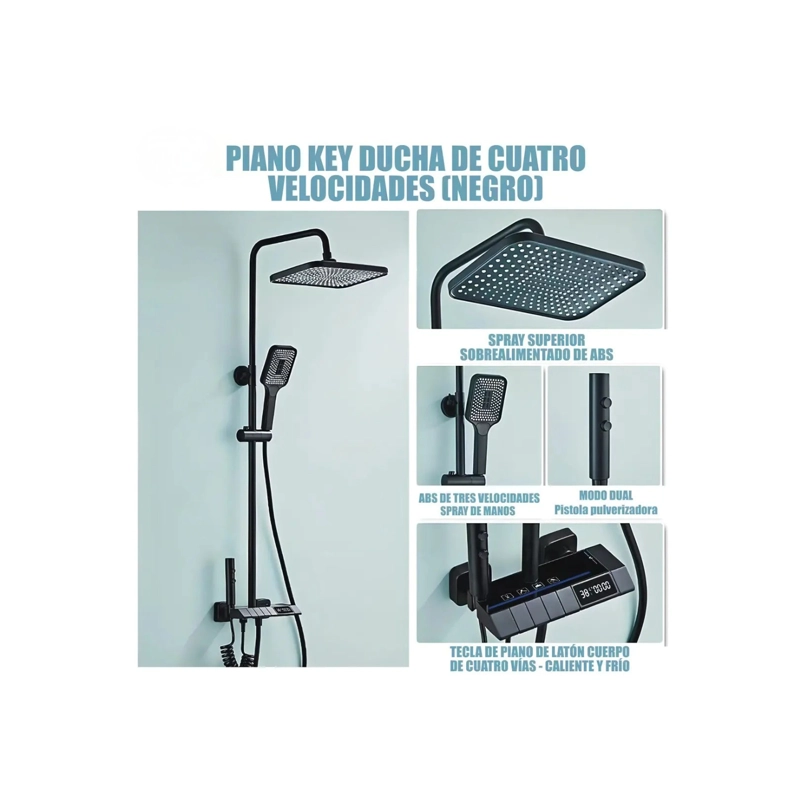 DUCHA ELEGANTE COLUMNA VISOR DIGITAL 4 FUNCIONES  COLOR NEGRO - 3