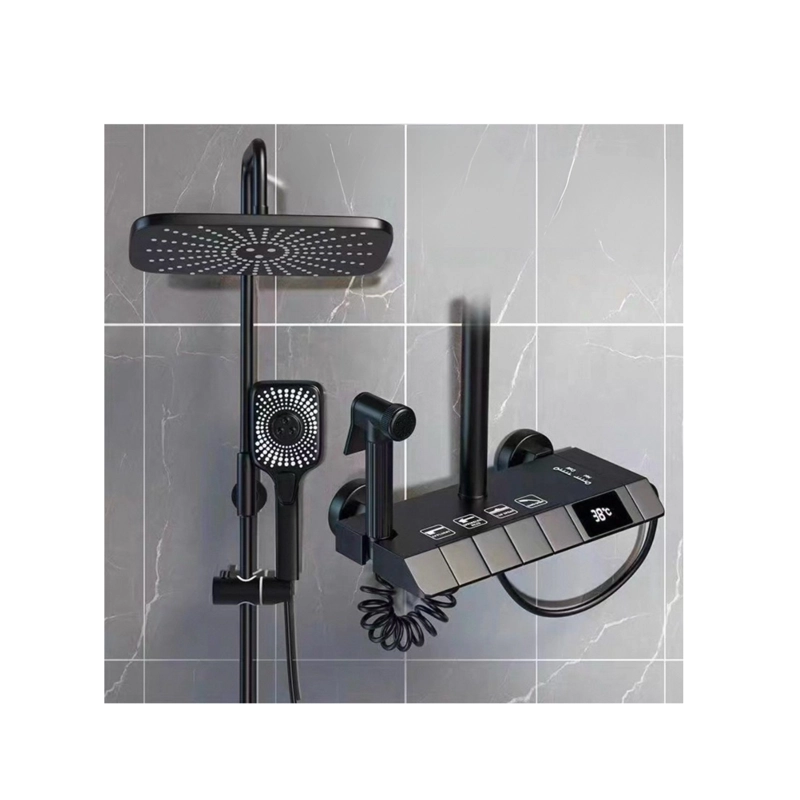 DUCHA ELEGANTE COLUMNA VISOR DIGITAL 4 FUNCIONES  COLOR NEGRO - 5