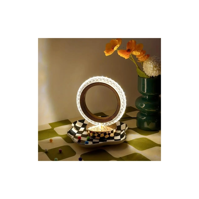 LAMPARA DE MESA LED RECARGABLE DISEÑO CIRCULAR DORADO DIMERIZABLE 3 TONOS - 4
