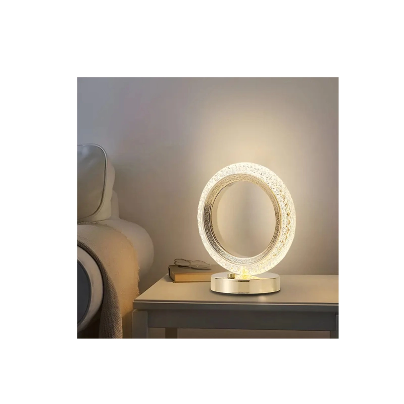 LAMPARA DE MESA LED RECARGABLE DISEÑO CIRCULAR DORADO DIMERIZABLE 3 TONOS - 5