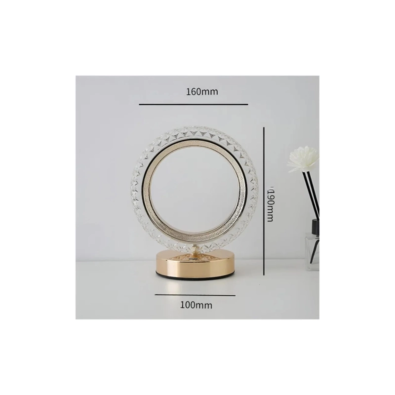 LAMPARA DE MESA LED RECARGABLE DISEÑO CIRCULAR DORADO DIMERIZABLE 3 TONOS - 6