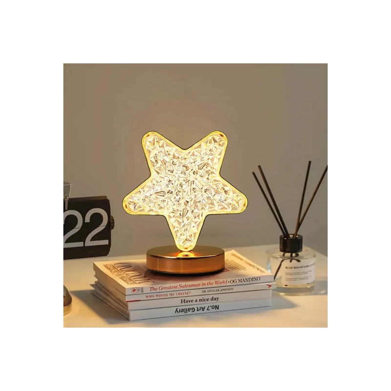 LAMPARA DE MESA LED RECARGABLE DISEÑO ESTRELLA DORADO 3 TONOS - 2