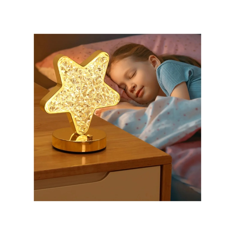 LAMPARA DE MESA LED RECARGABLE DISEÑO ESTRELLA DORADO 3 TONOS - 4