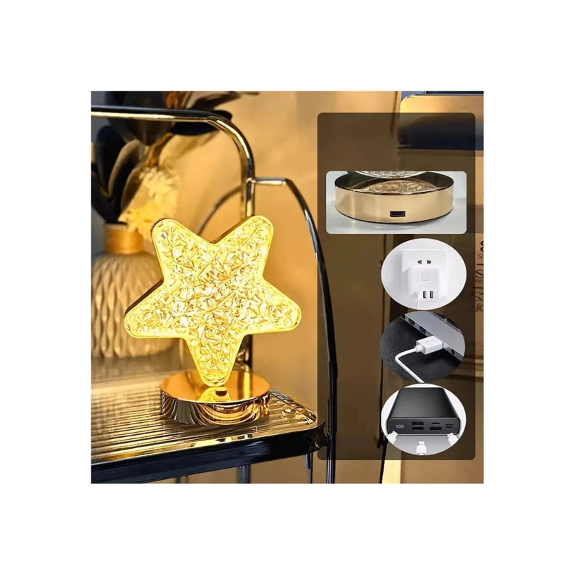 LAMPARA DE MESA LED RECARGABLE DISEÑO ESTRELLA DORADO 3 TONOS - 5