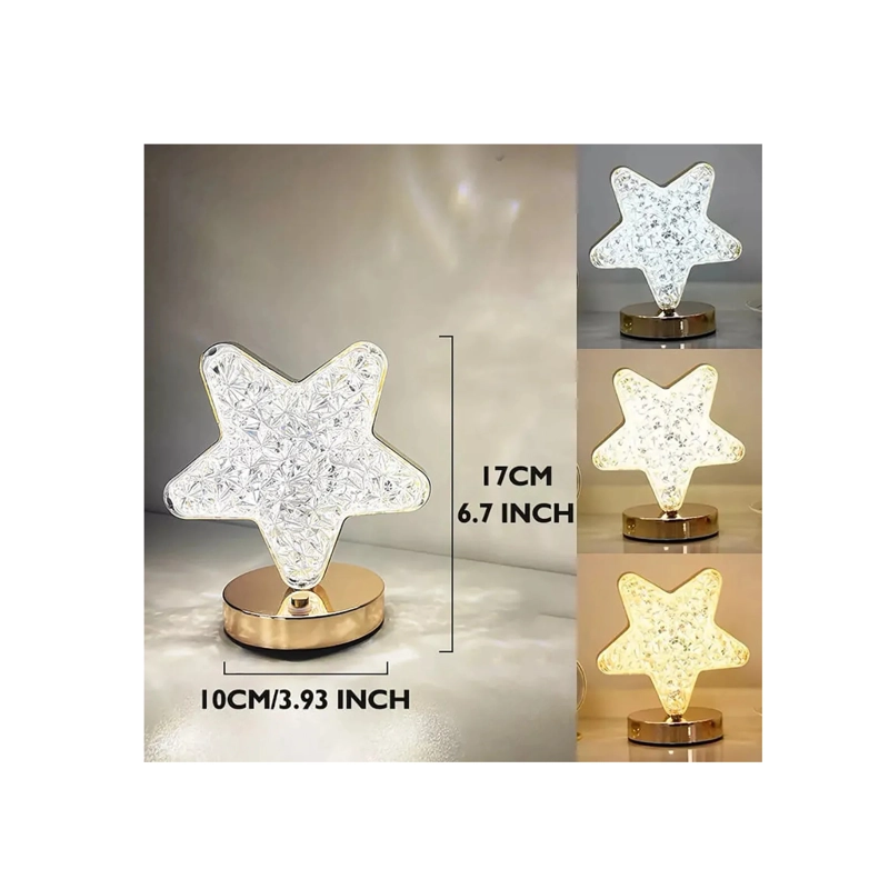LAMPARA DE MESA LED RECARGABLE DISEÑO ESTRELLA DORADO 3 TONOS - 6