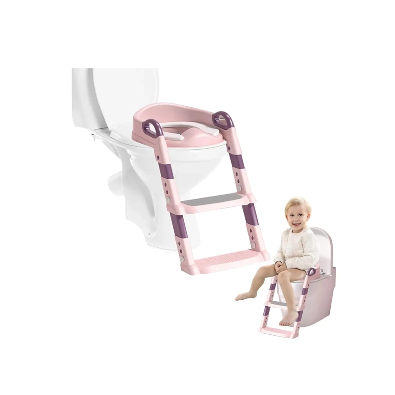 ASIENTO ESCALERA DE ENTRENAMIENTO DE BAÑO PARA NIÑOS, TABURETE PLEGABLE - ROSA - 1