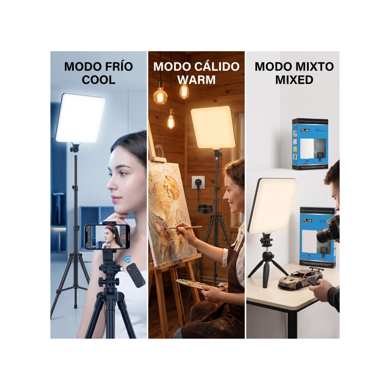 PANEL DE ILUMINACION LED PROFESIONAL PL-48 CON CONTROL REMOTO Y TEMPERATURA REGULABLE - 6