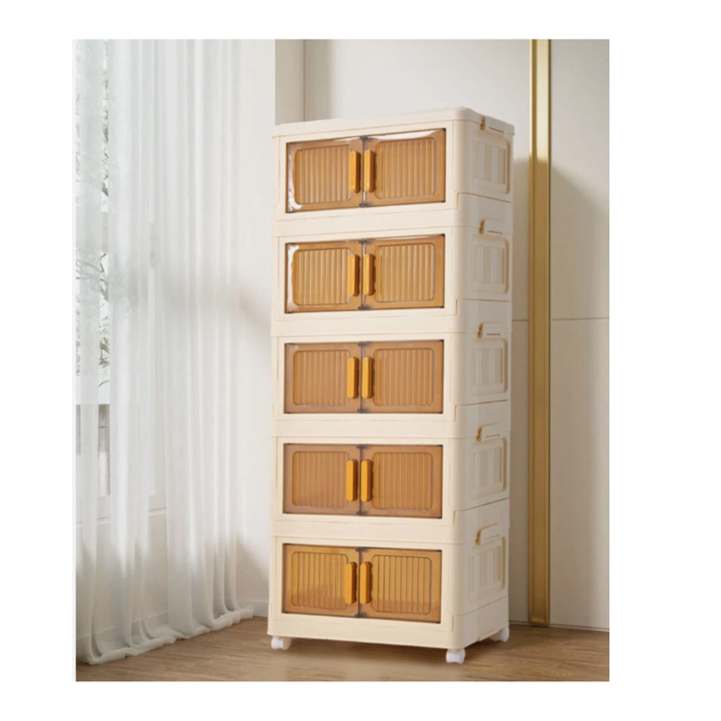 CAJON ARMARIO MULTIUSOS ROPA Y ZAPATOS PLEGABLE 5 NIVELES BLANCO CAJONERA CON RUEDAS - BEIGE CAFE - 1