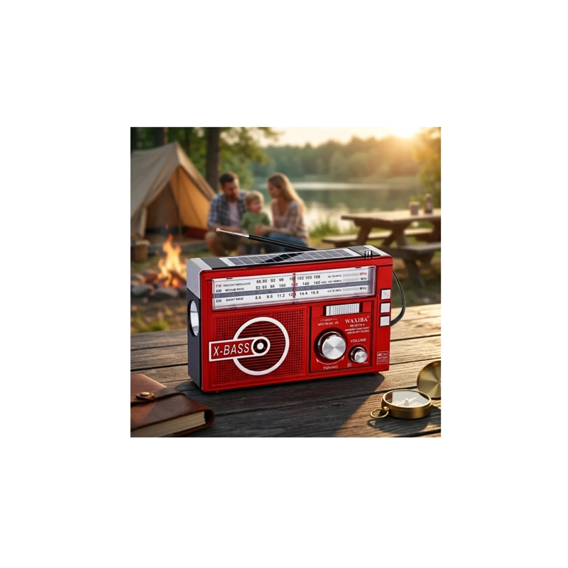 RADIO PORTATIL WAXIBA XB-397U-S AMFMSW USB SOLAR RECARGABLE ROJA - 1