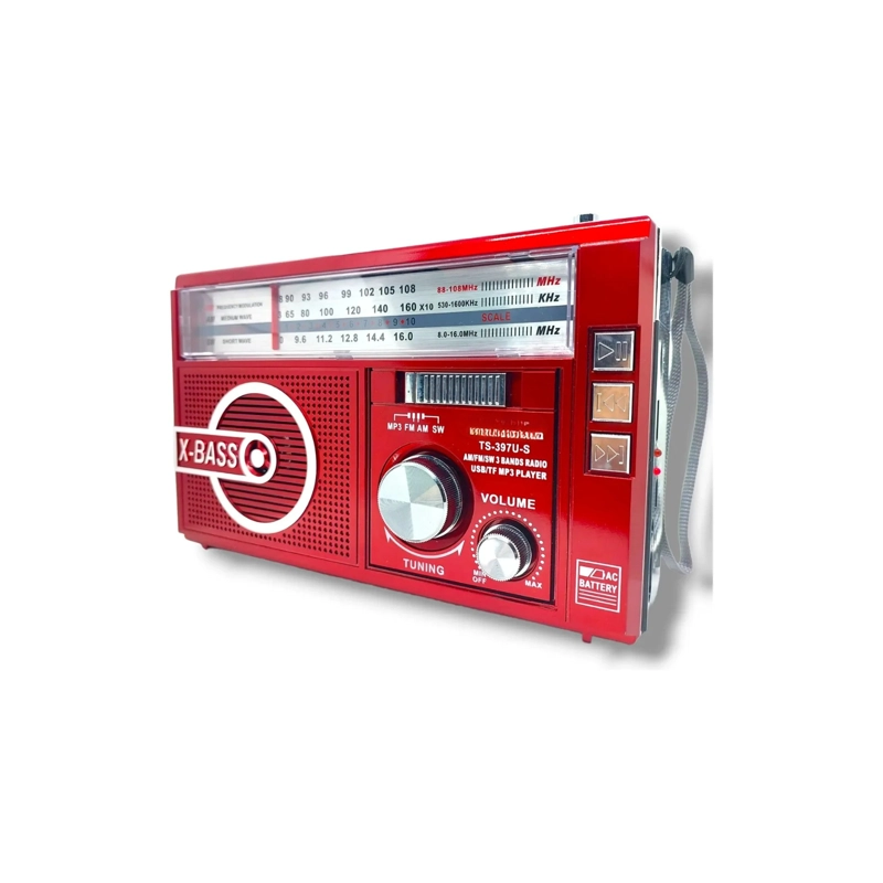 RADIO PORTATIL WAXIBA XB-397U-S AMFMSW USB SOLAR RECARGABLE ROJA - 4