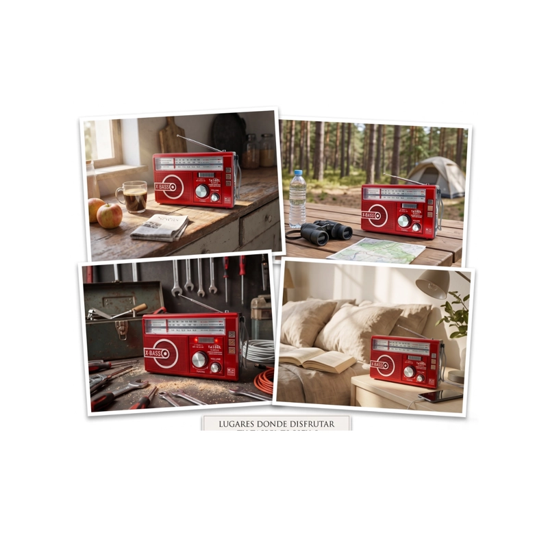 RADIO PORTATIL WAXIBA XB-397U-S AMFMSW USB SOLAR RECARGABLE ROJA - 6