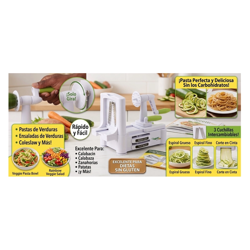 CORTADOR DE VERDURAS ESPIRAL RAYADOR VERDURAS PICADOR MANUAL - 5