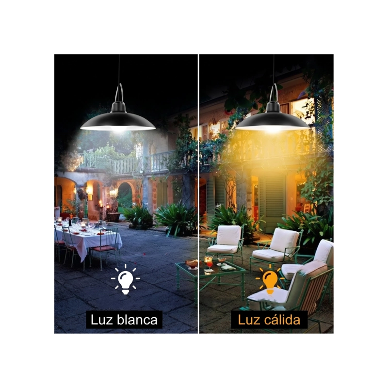 LAMPARA COLGANTE SOLAR DE EXTERIOR IP44 CON CONTROL REMOTO Y PANEL SEPARADO - NEGRO - 7