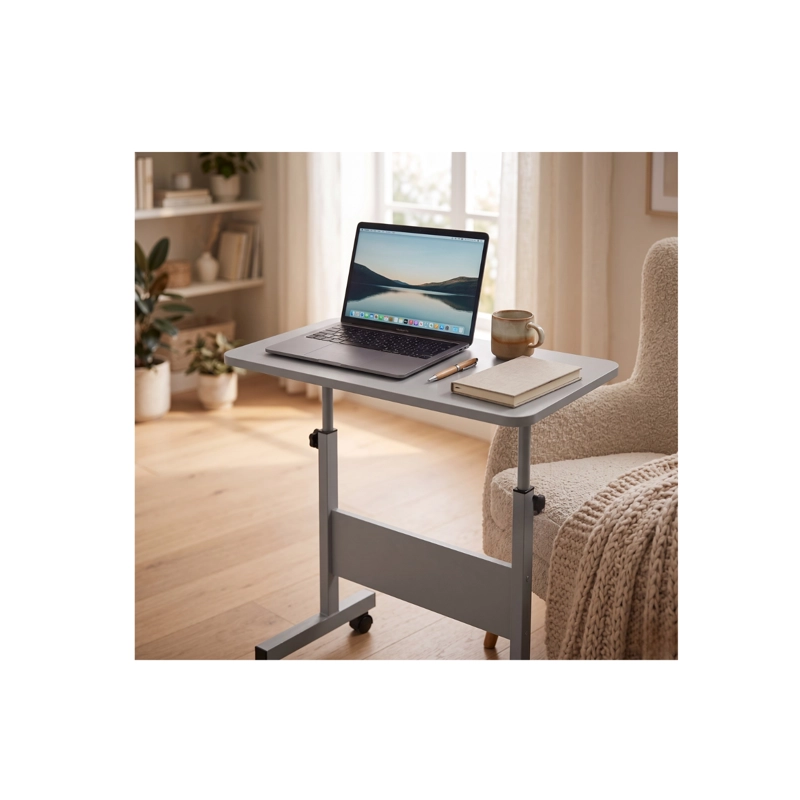 MESA ESCRITORIO AJUSTABLE CON RUEDAS PARA LAPTOP MULTIFUNCIONAL - BLANCO - 1