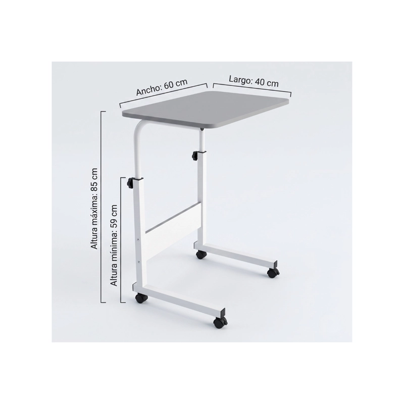 MESA ESCRITORIO AJUSTABLE CON RUEDAS PARA LAPTOP MULTIFUNCIONAL - BLANCO - 5